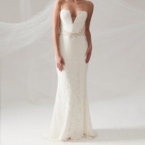 Strapless Feathered Bespoke Wedding Gown